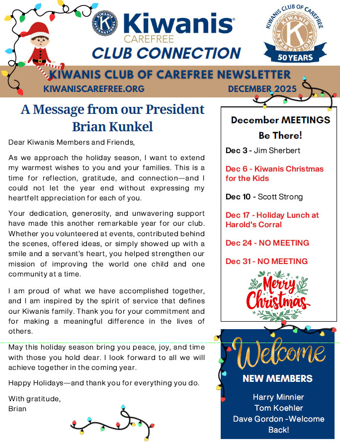 Kiwanis Carefree Club Connection Newsletter