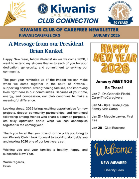 Kiwanis Carefree Club Connection Newsletter
