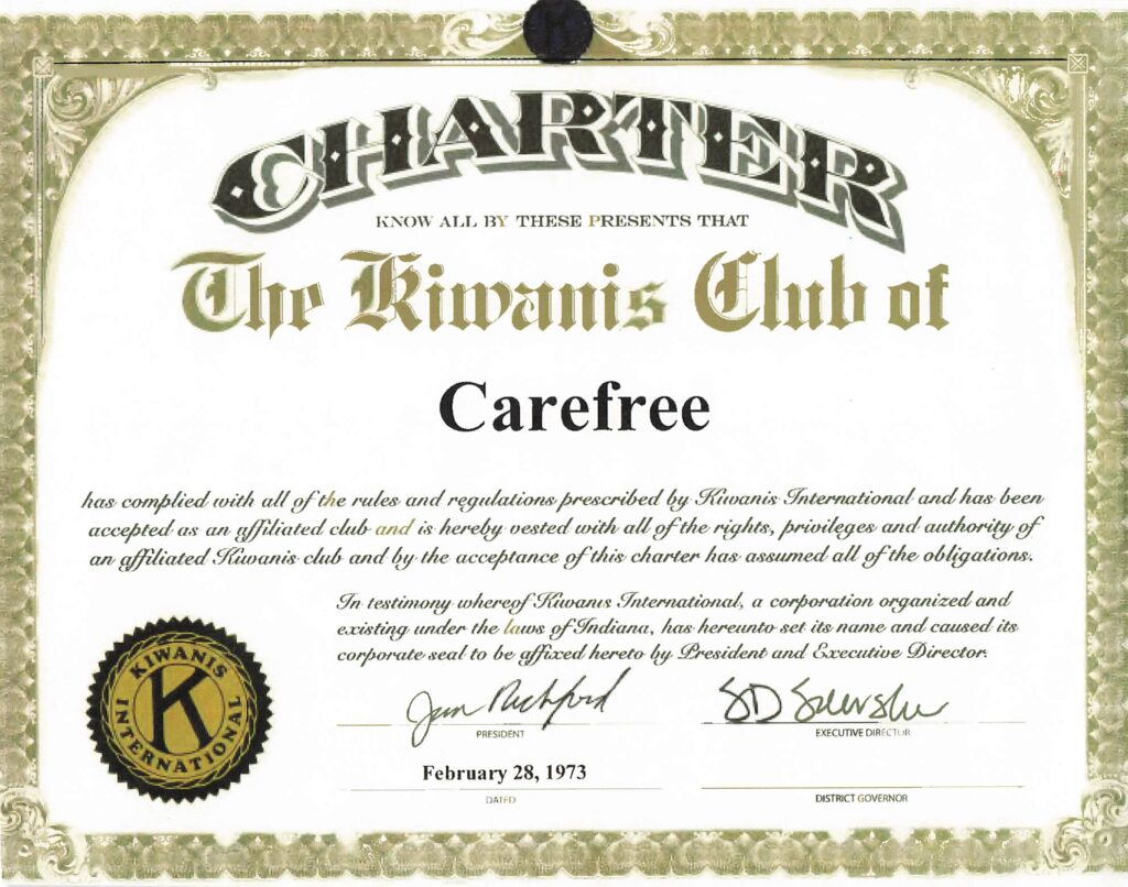 Kiwanis Charter Certificate